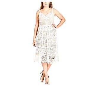 ACCEPTING ALL OFFERS! City Chic White Lace dress over nude slip sleeveless sz 16